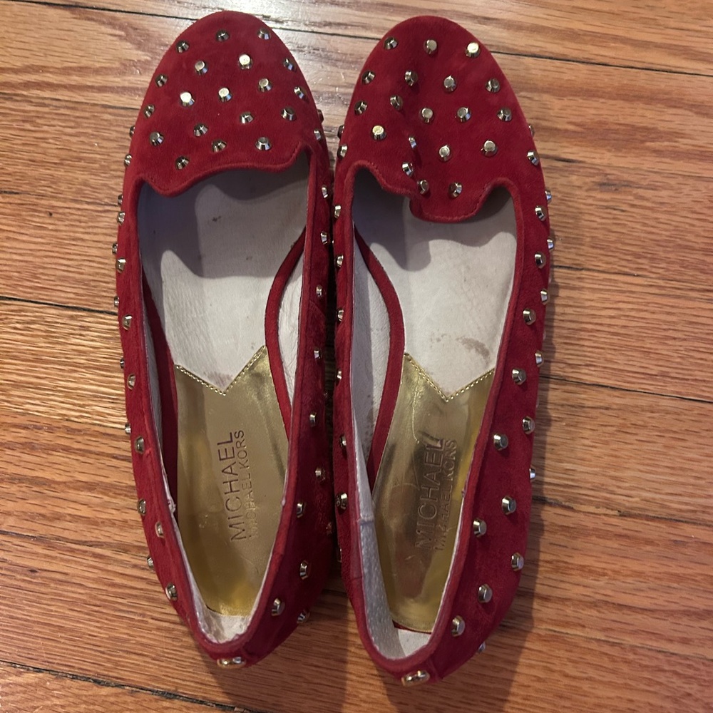 Michael Kors gold studded suede flats - Picture 4 of 5